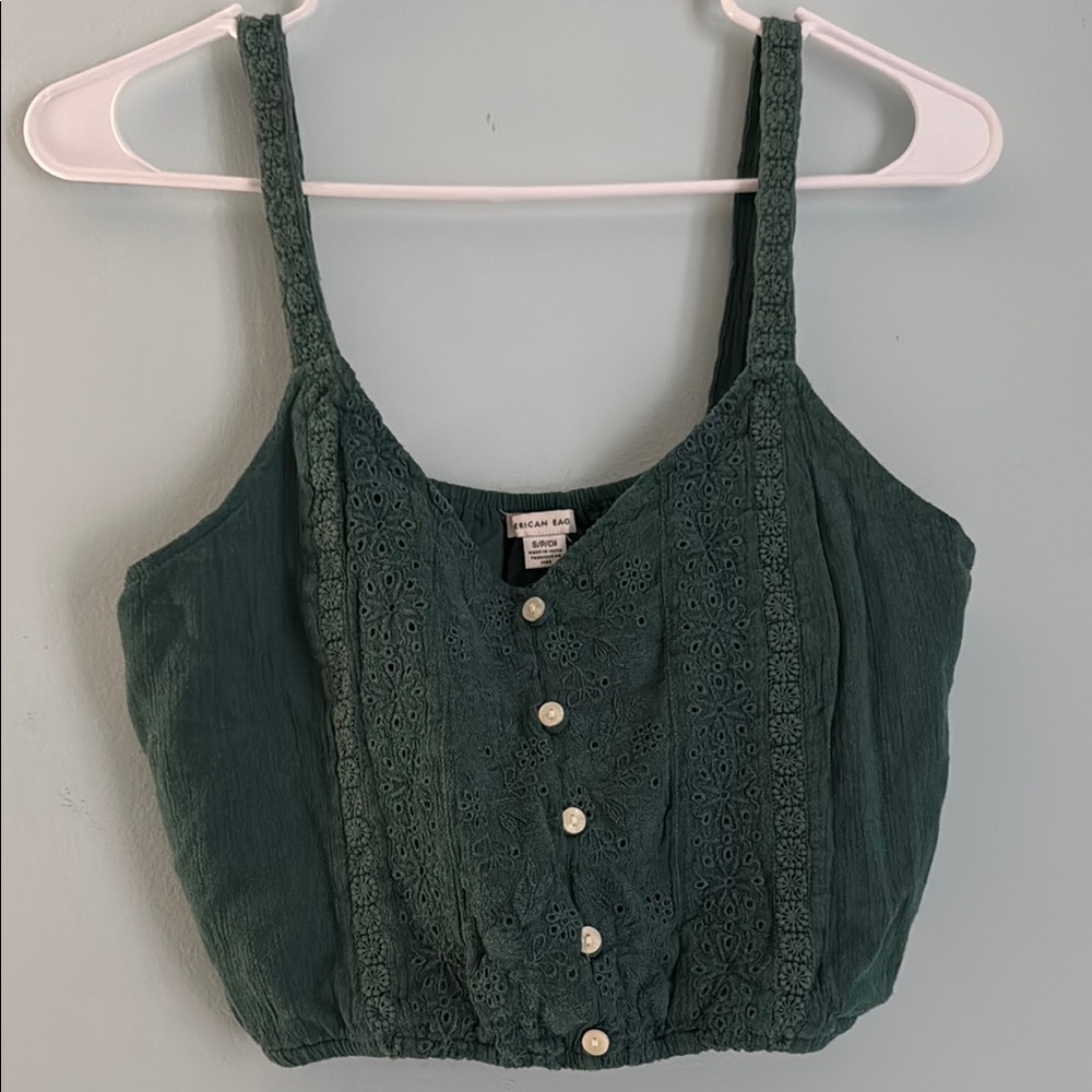 American Eagle Outfitters Dark Green Button-Up Camisole